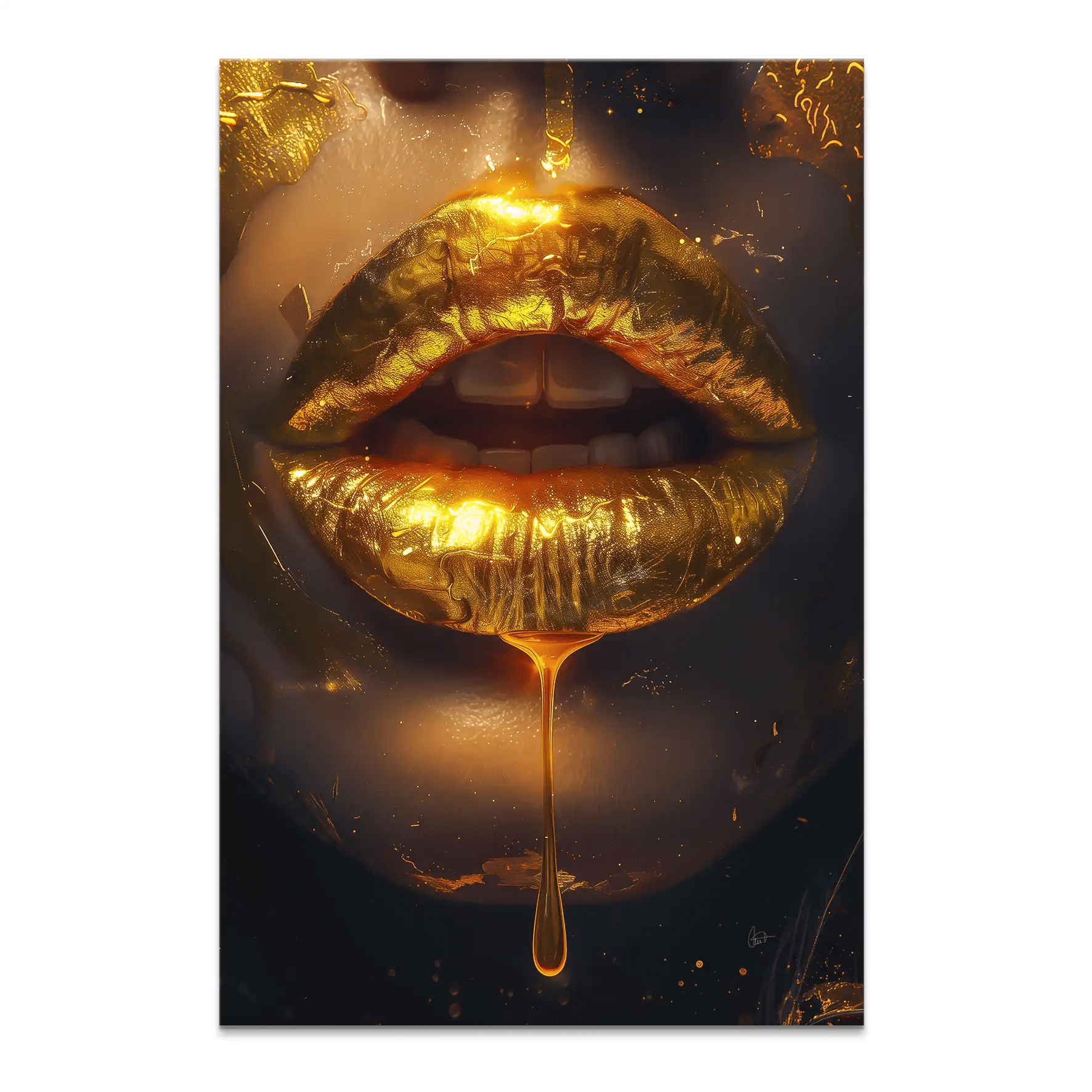 Sweet Gold Lips Leinwand Bild INGALERIE