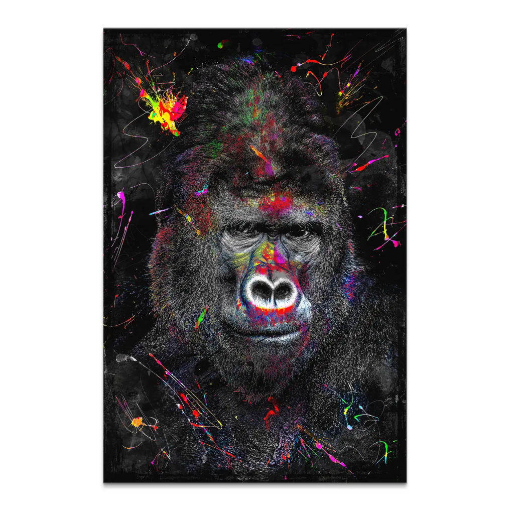 Gorilla Abstrakt Color Style Leinwand Bild INGALERIE