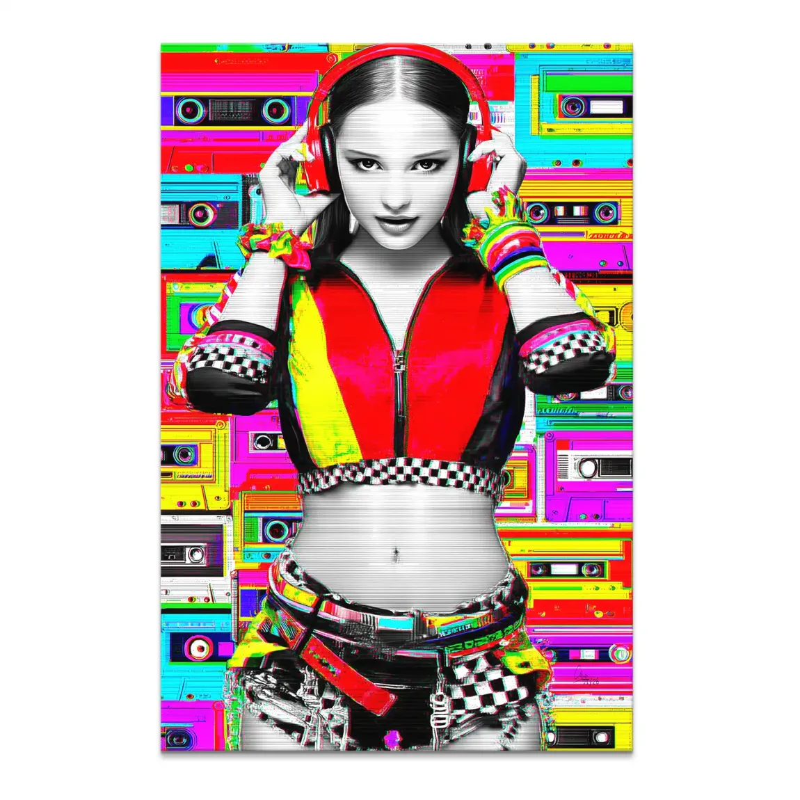 Retro DJ Girl Leinwand Bild