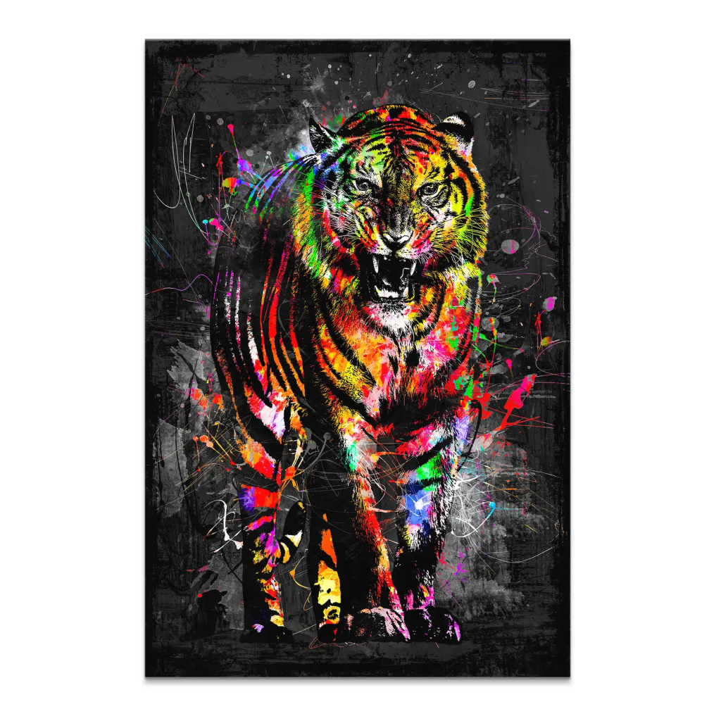 Tiger Abstrakt Color Leinwand Bild INGALERIE