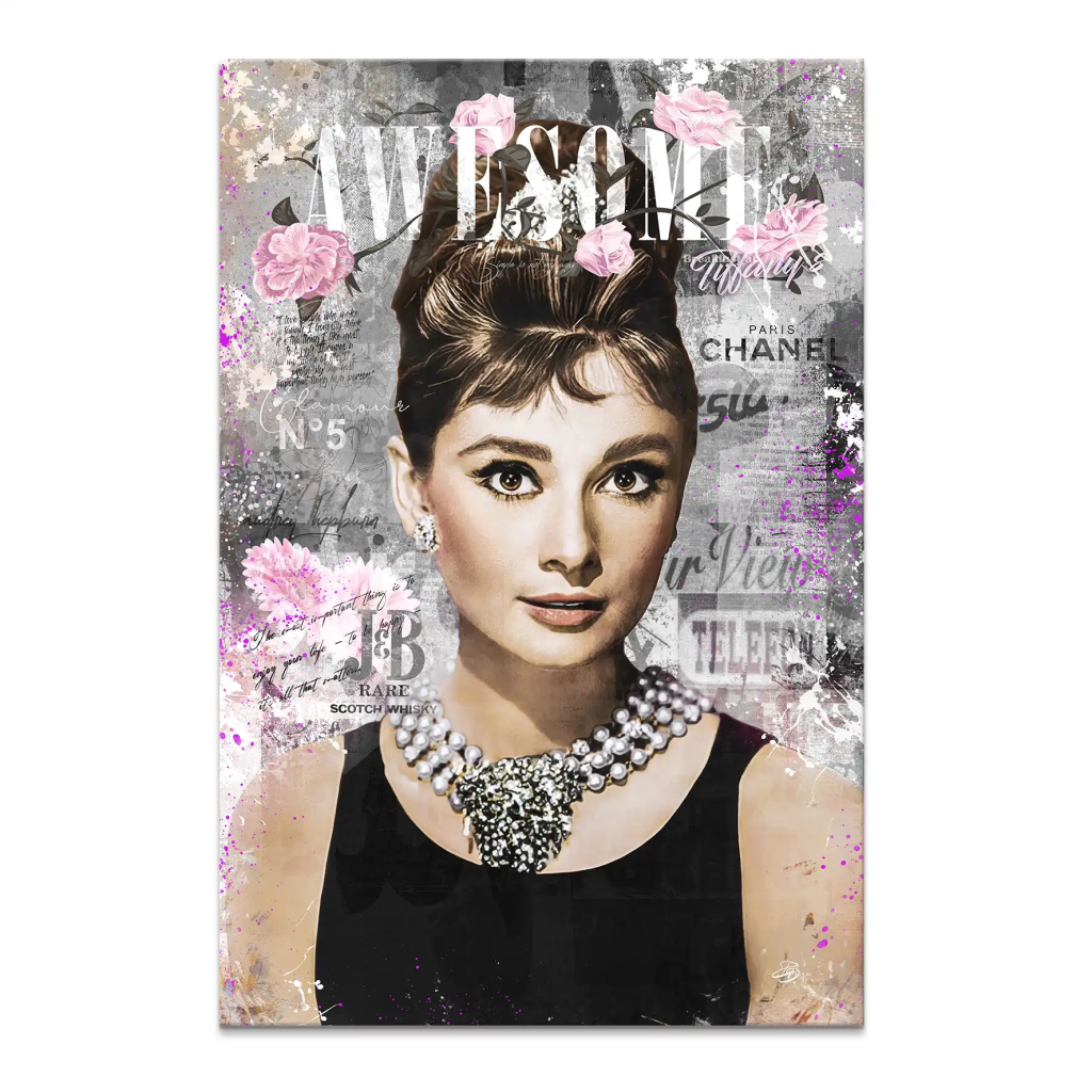 Audrey Hepburn Awesome Pop Art Leinwand Bild INGALERIE