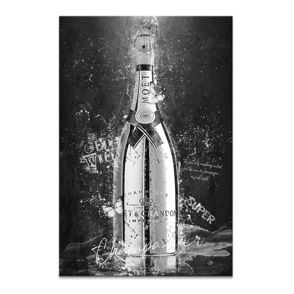 Champagner Black & White Leinwand Bild INGALERIE