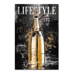 Champagner Black Style Leinwand Bild