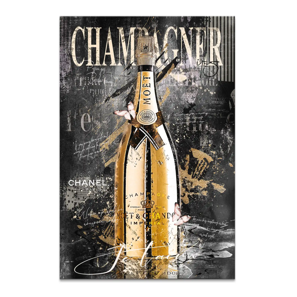 Champagner Je Taime Leinwand Bild INGALERIE