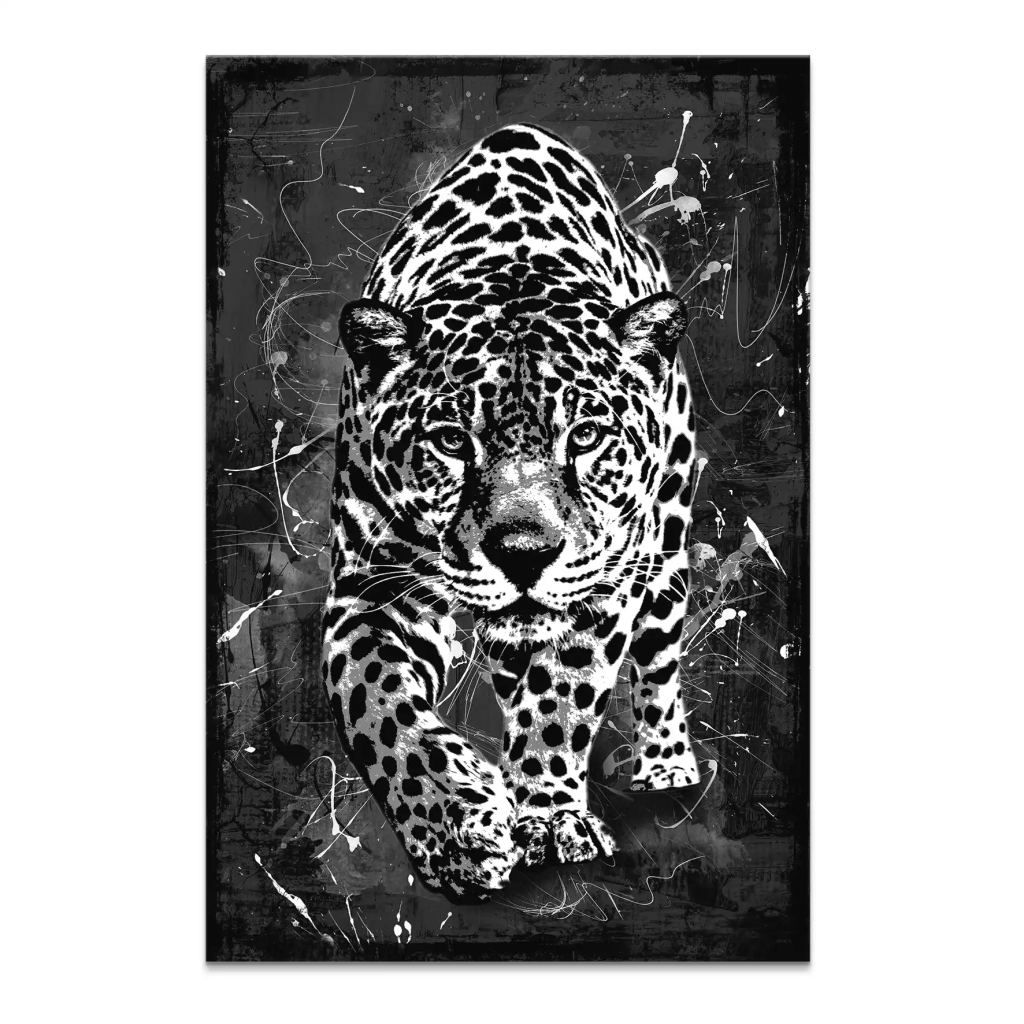 Leopard Abstrakt Black Style Leinwand Bild INGALERIE