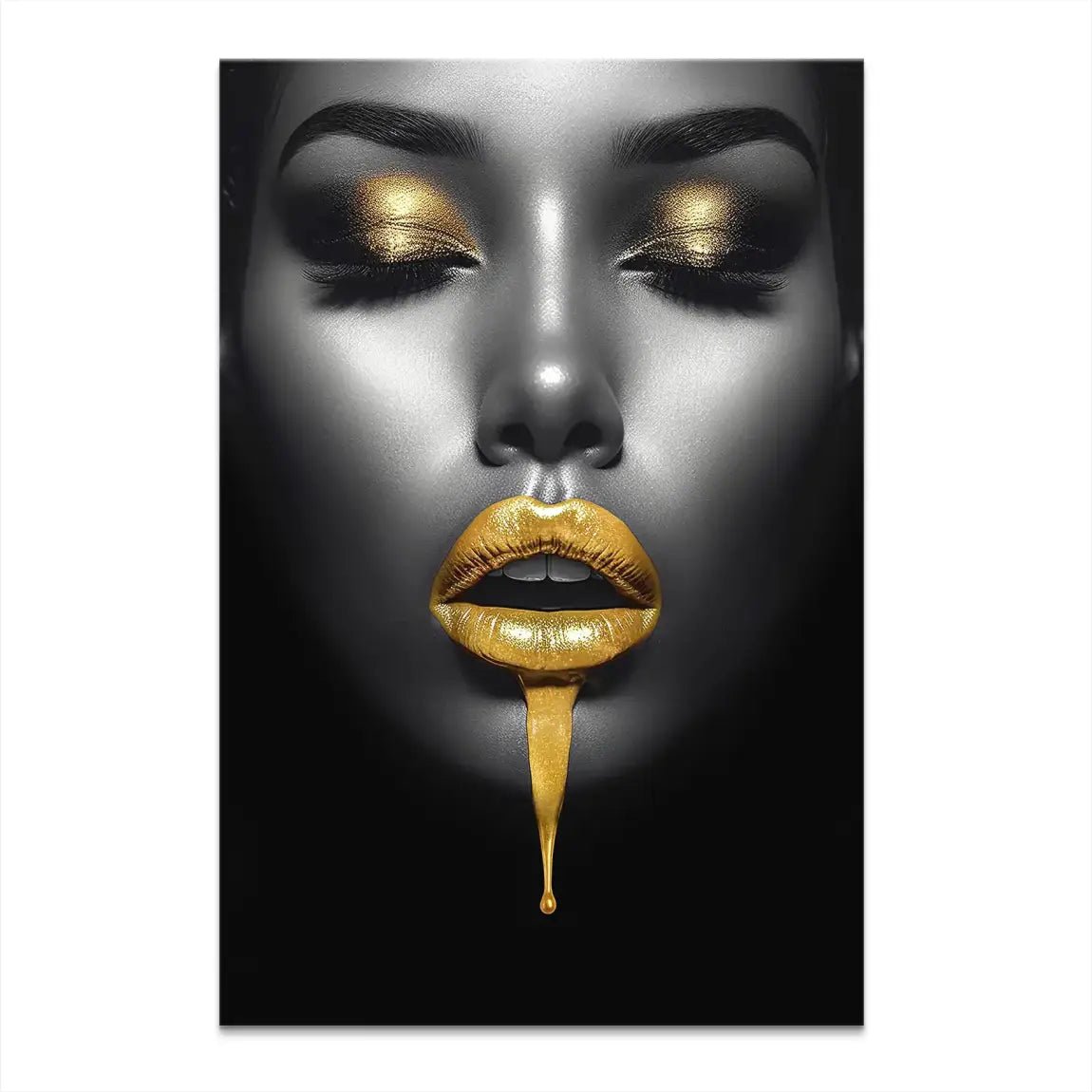 Gold Lips Beauty Leinwand Bild INGALERIE