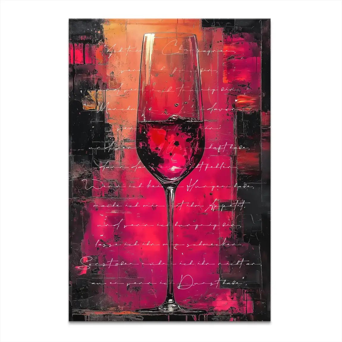 Champagner Glas Zitat Leinwand Bild INGALERIE