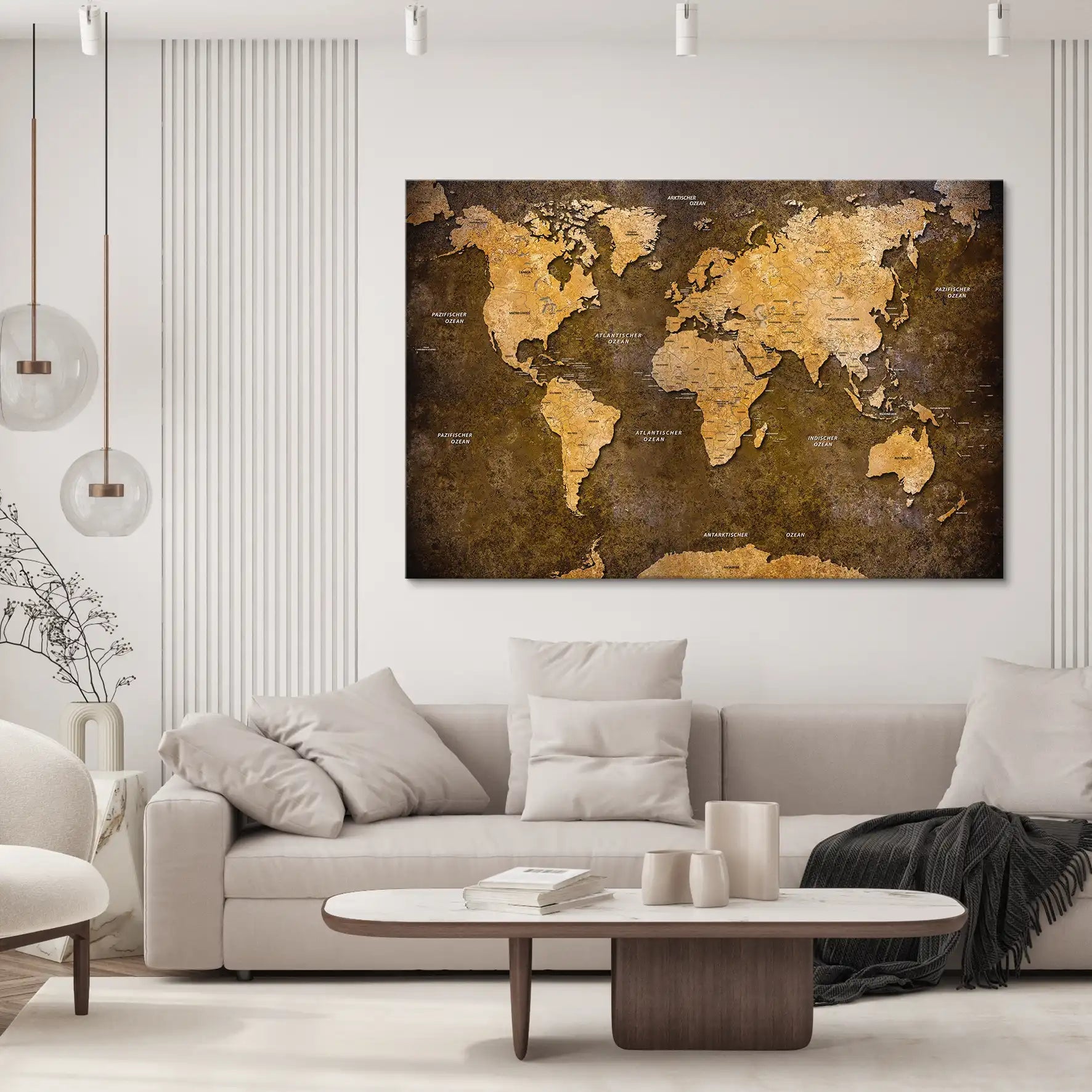 Weltkarte Yellow Stone Leinwand Bild INGALERIE