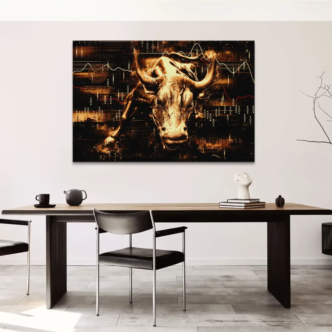 Börsenbulle Retro Art Leinwand Bild