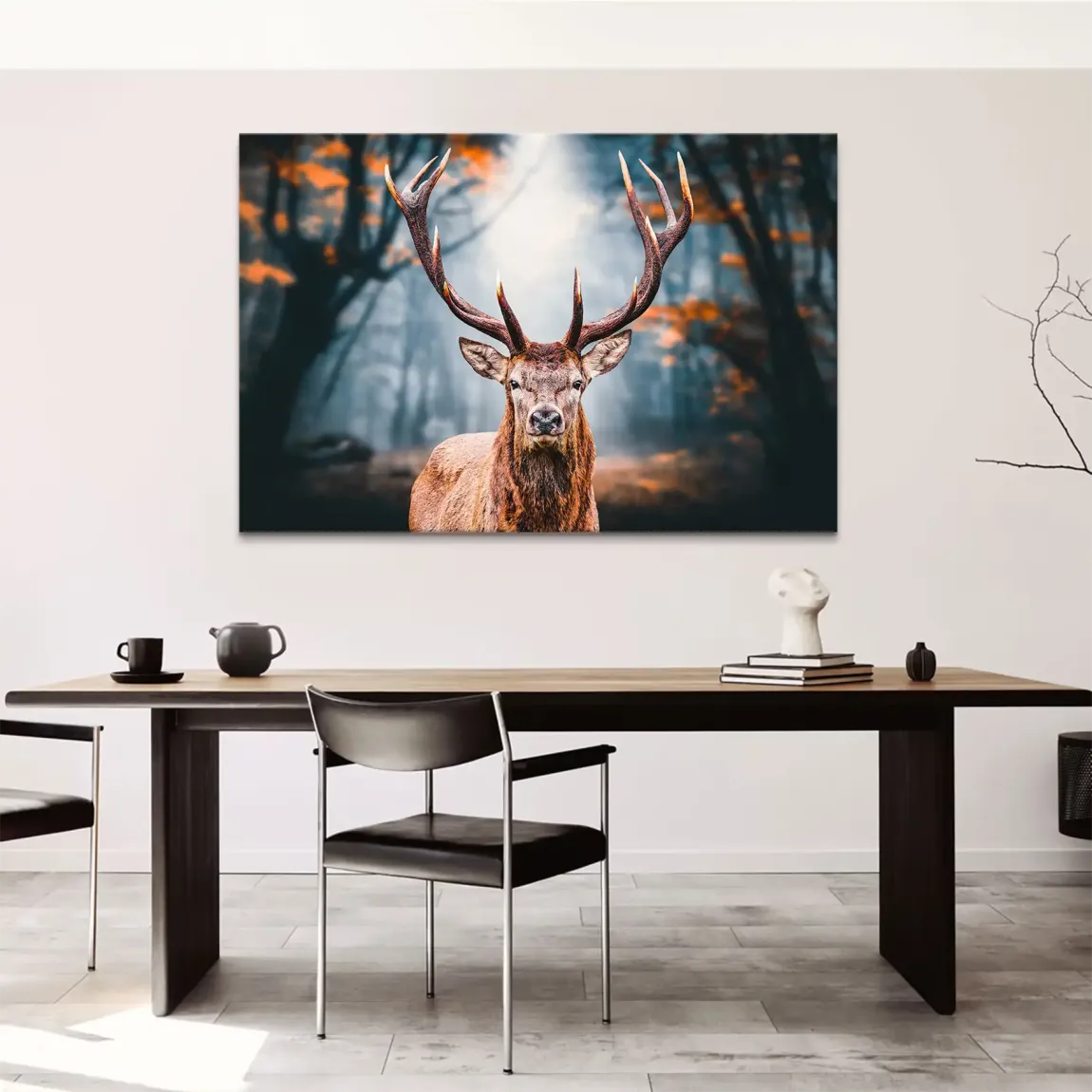Hirsch im Wald Leinwand Bild