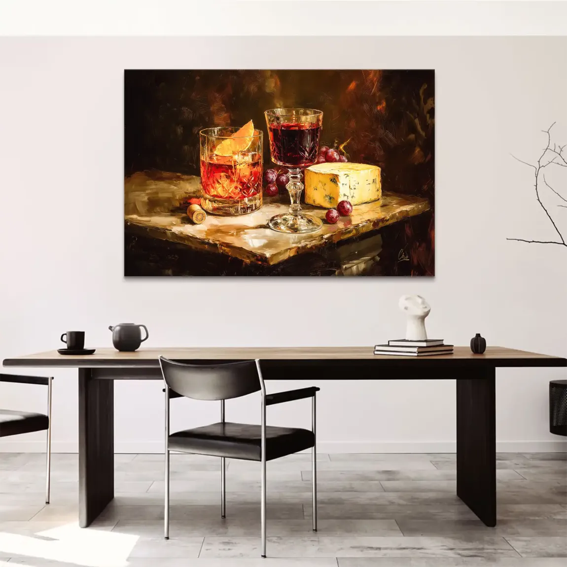 Wein & Käse Leinwand Bild