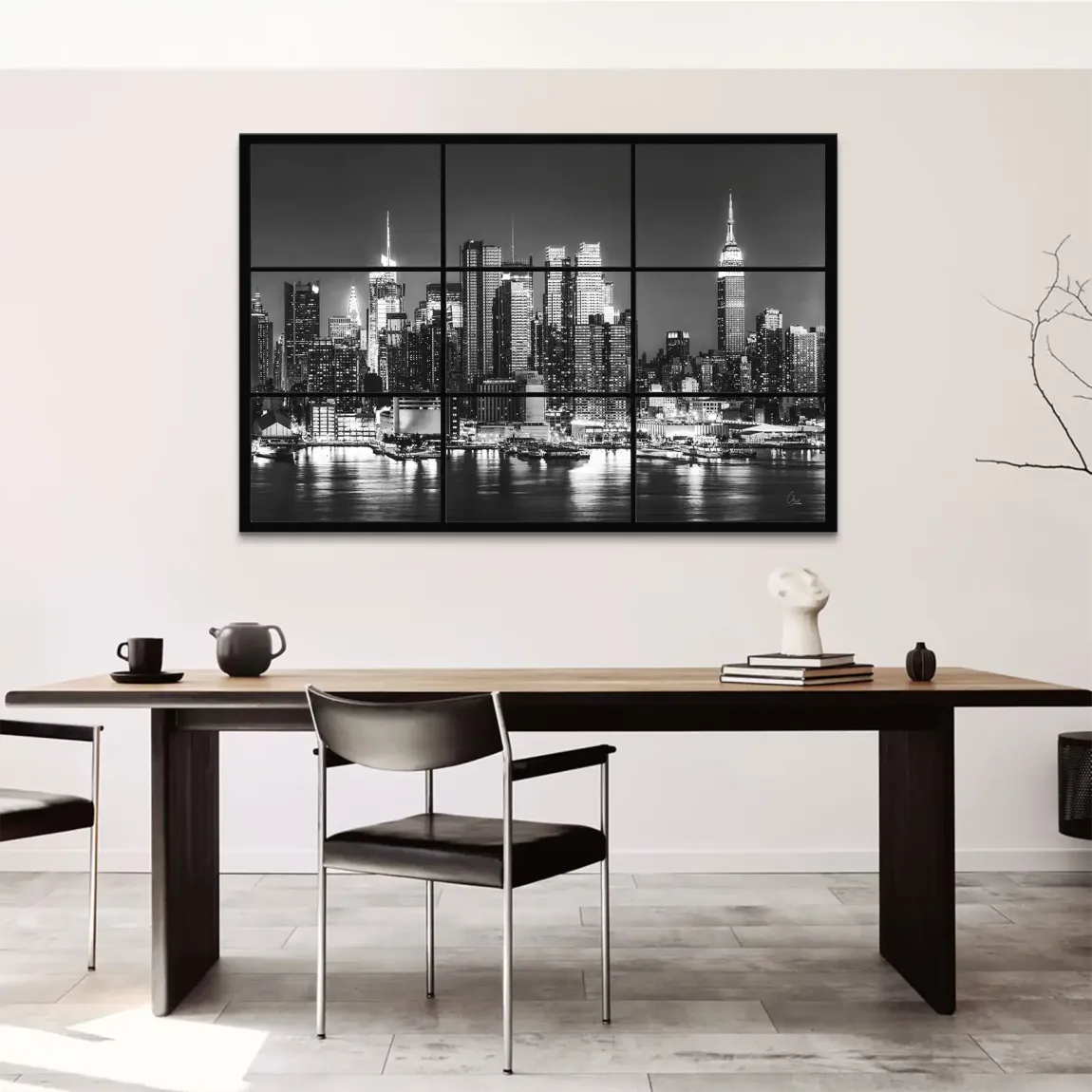 New York Black Skyline Leinwand Bild