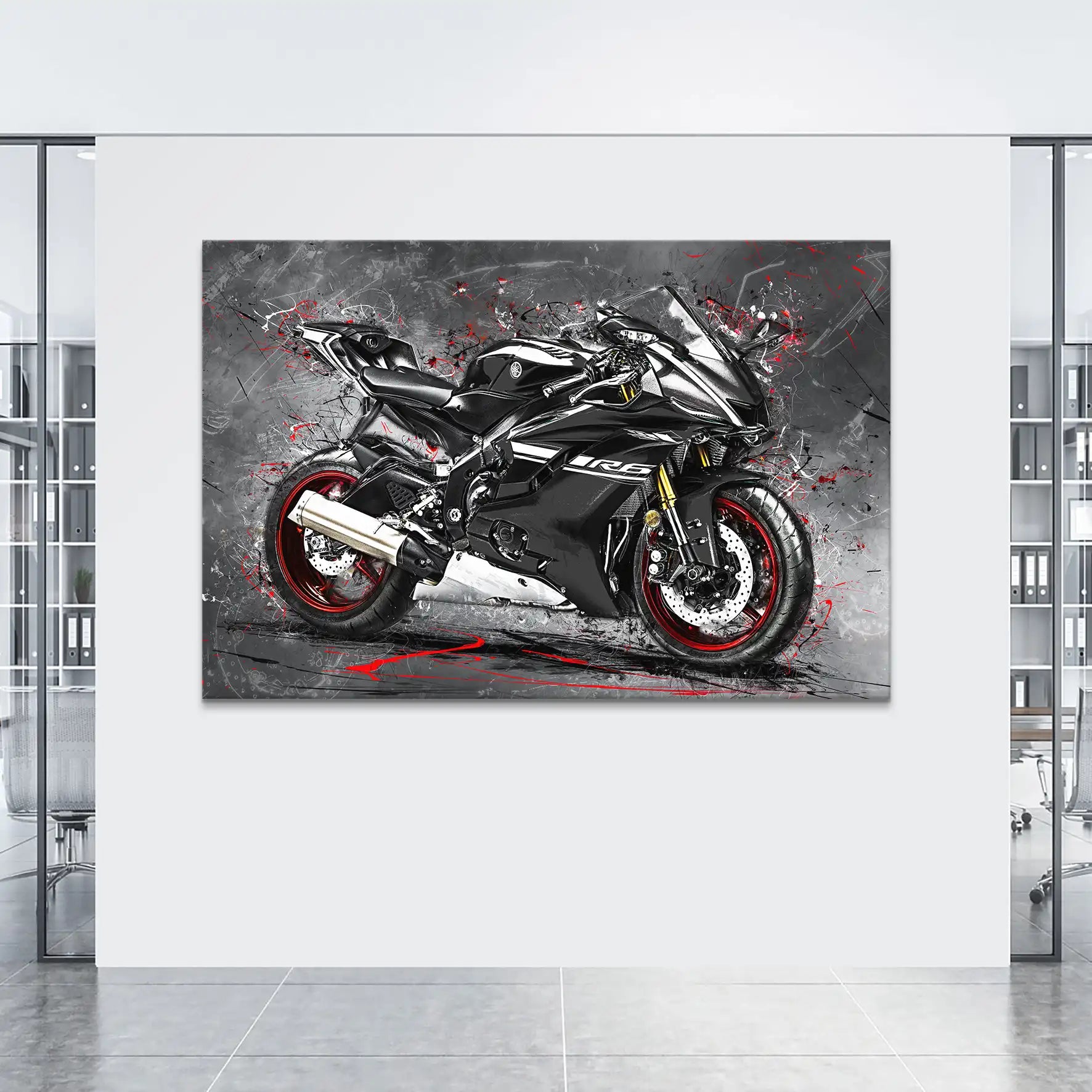 Yamaha R6 Abstrakt Black Leinwand Bild INGALERIE