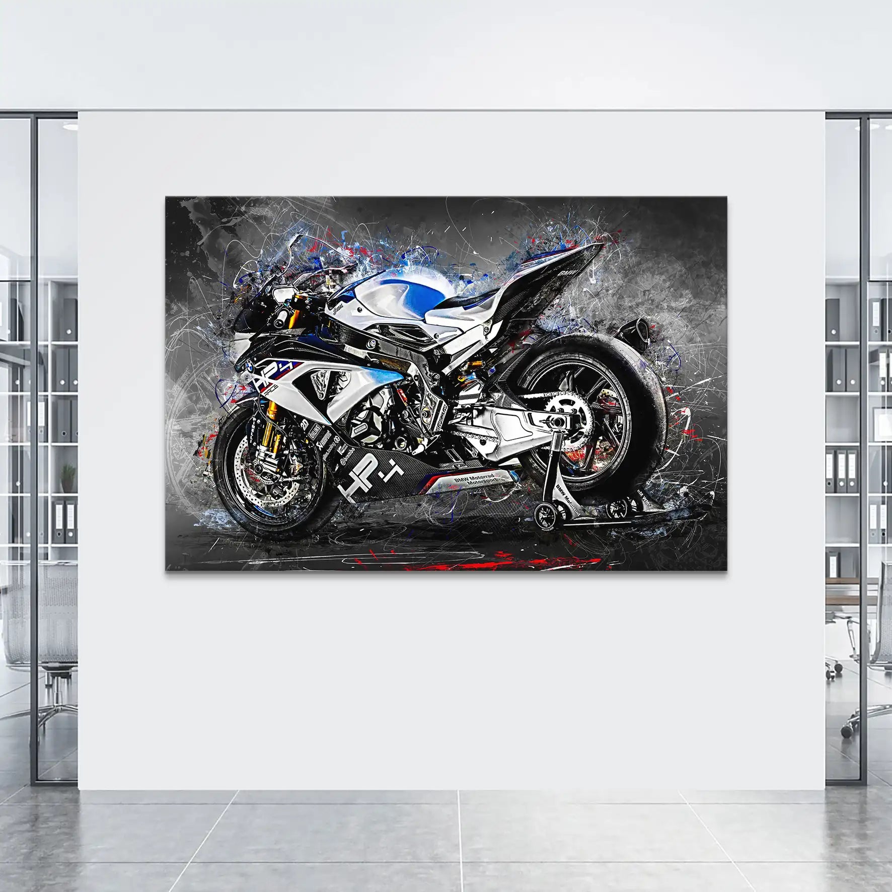 BMW HP4 Race Abstrakt Kunst Leinwand Bild INGALERIE