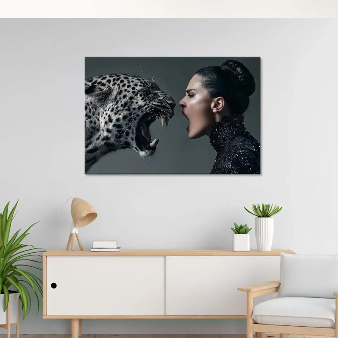 Wild Leopard Woman Leinwand Bild