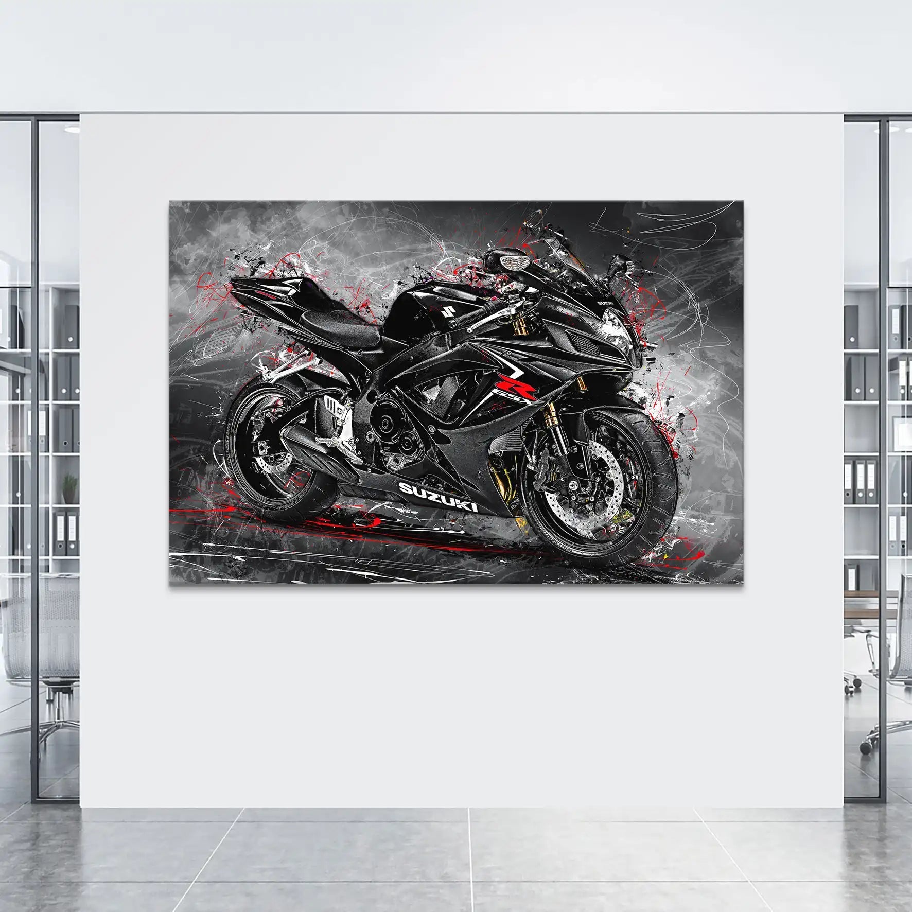 Suzuki GSXR 600 Abstrakt Black Leinwand Bild INGALERIE