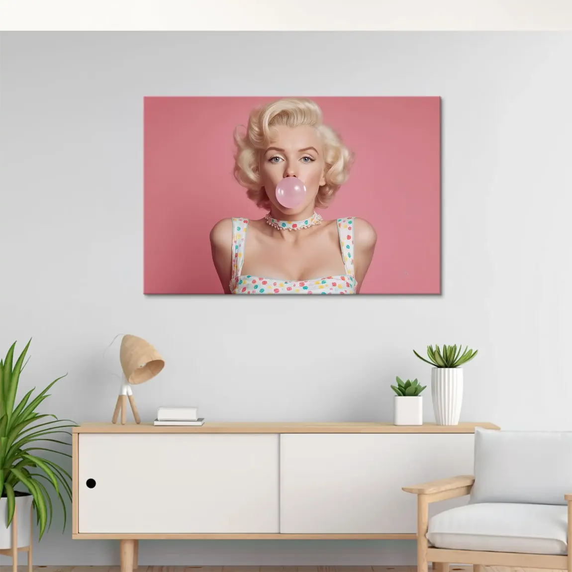 Marilyn Monroe Pink Bubble Leinwand Bild