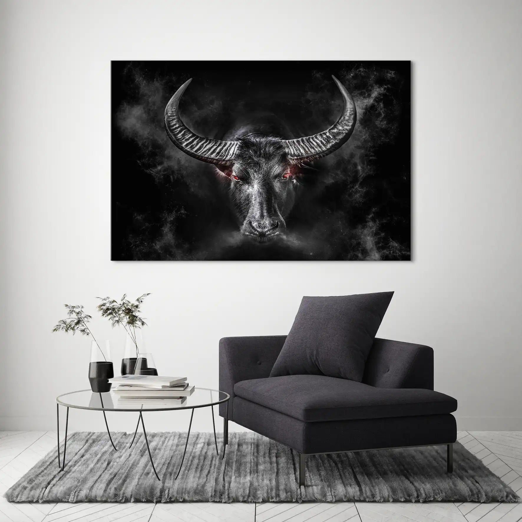 Stier Black Style Leinwand Bild INGALERIE