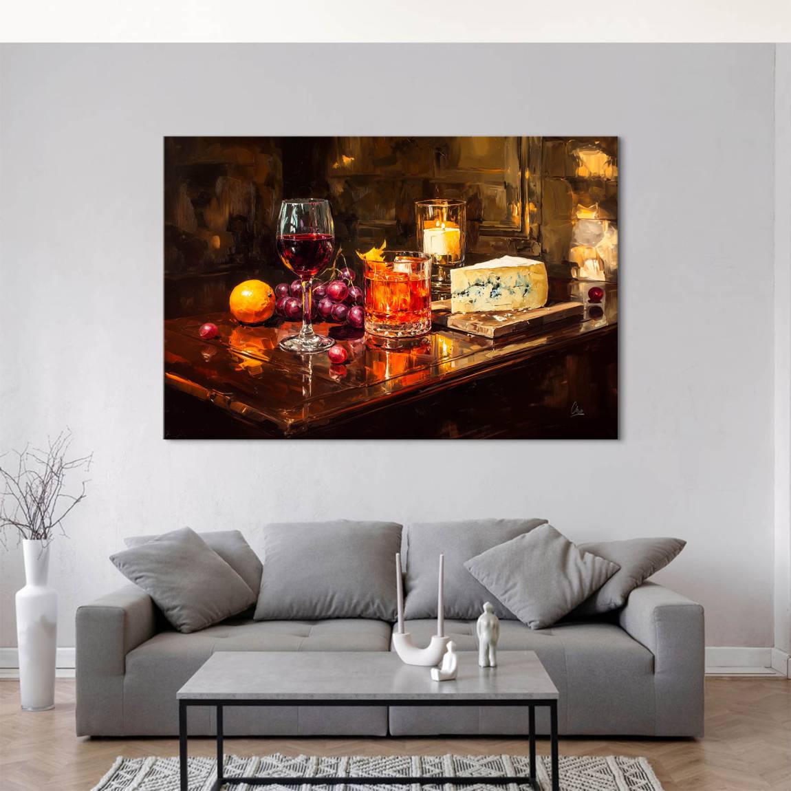 Wein im Licht Leinwand Bild