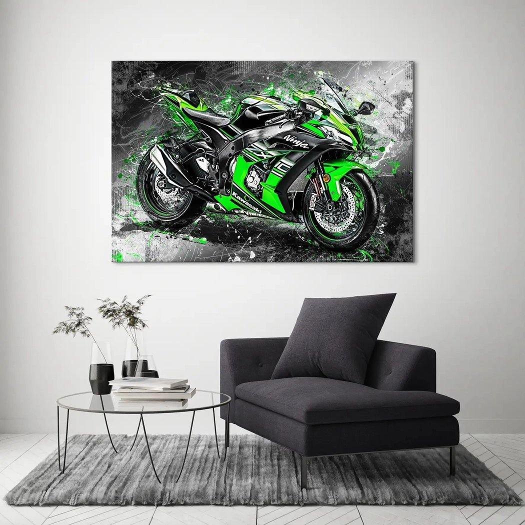 Kawasaki ZX10 Abstrakt Leinwand Bild INGALERIE