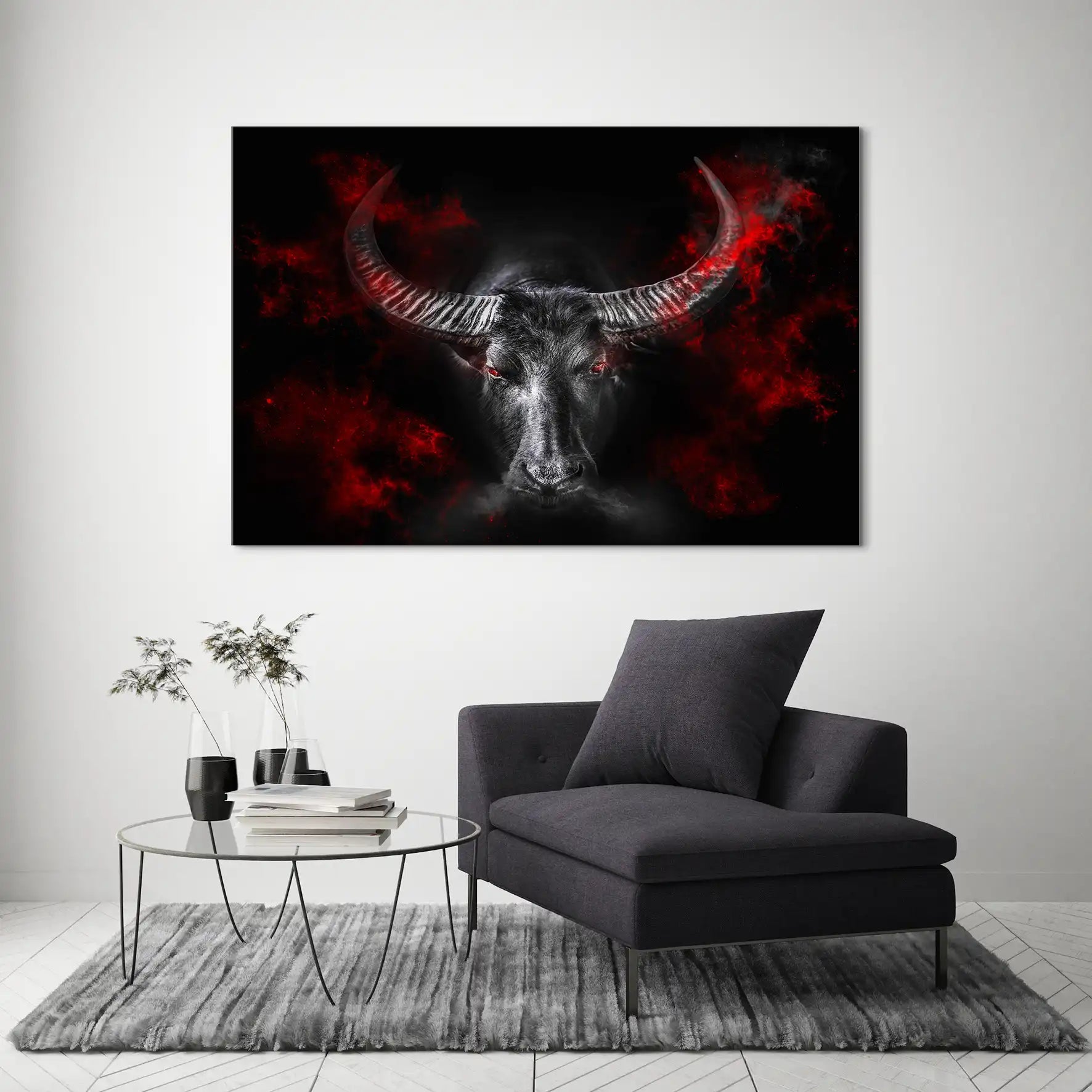 Stier Devil Style Leinwand Bild INGALERIE