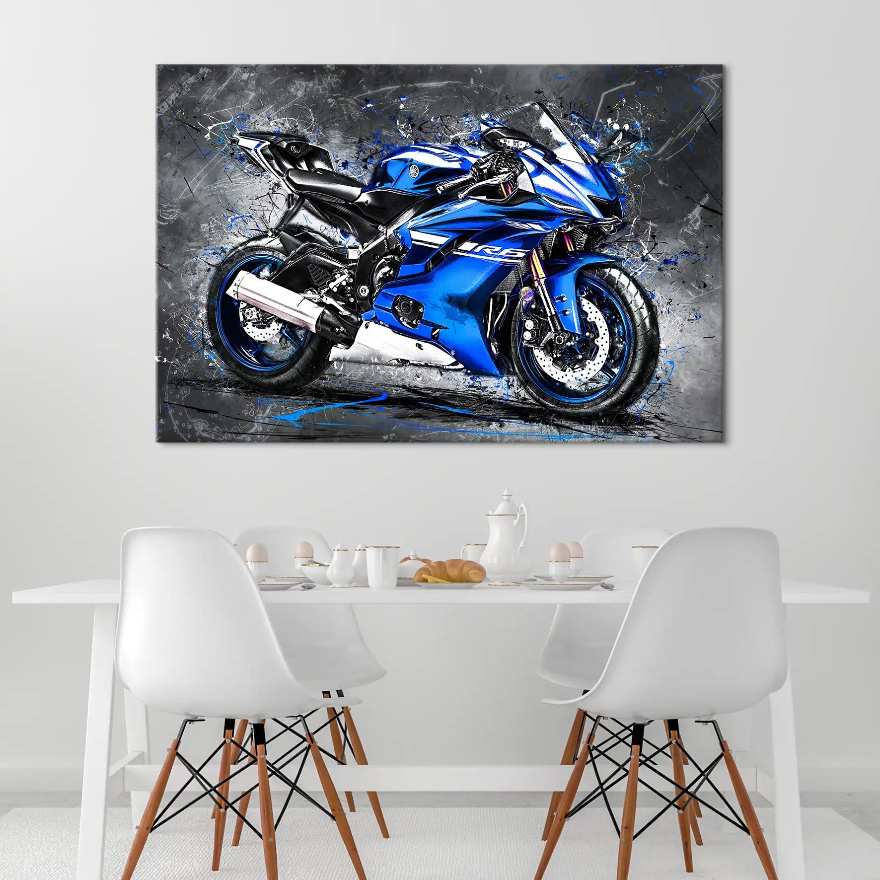 Yamaha R6 Abstrakt Blau Leinwand Bild INGALERIE