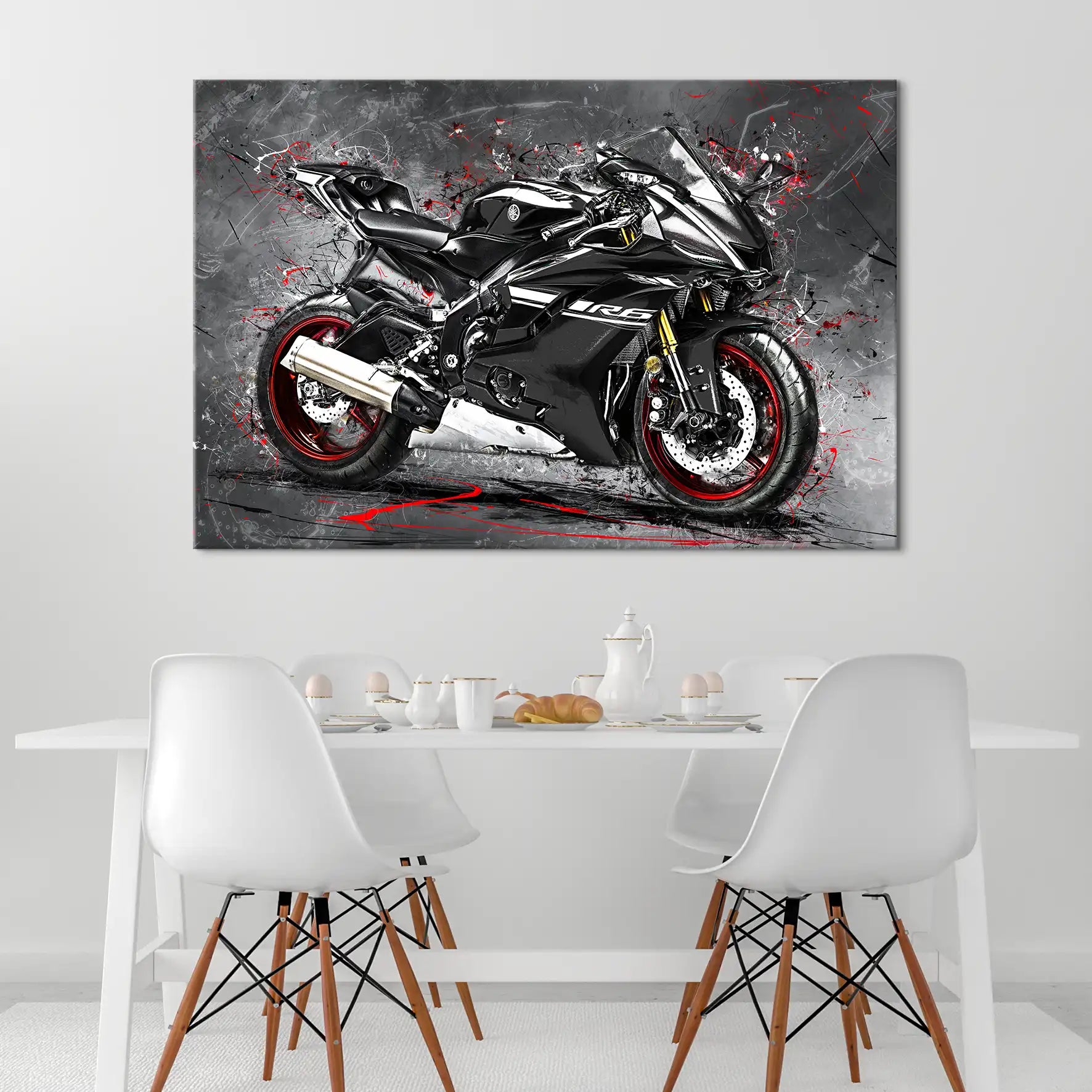 Yamaha R6 Abstrakt Black Leinwand Bild INGALERIE