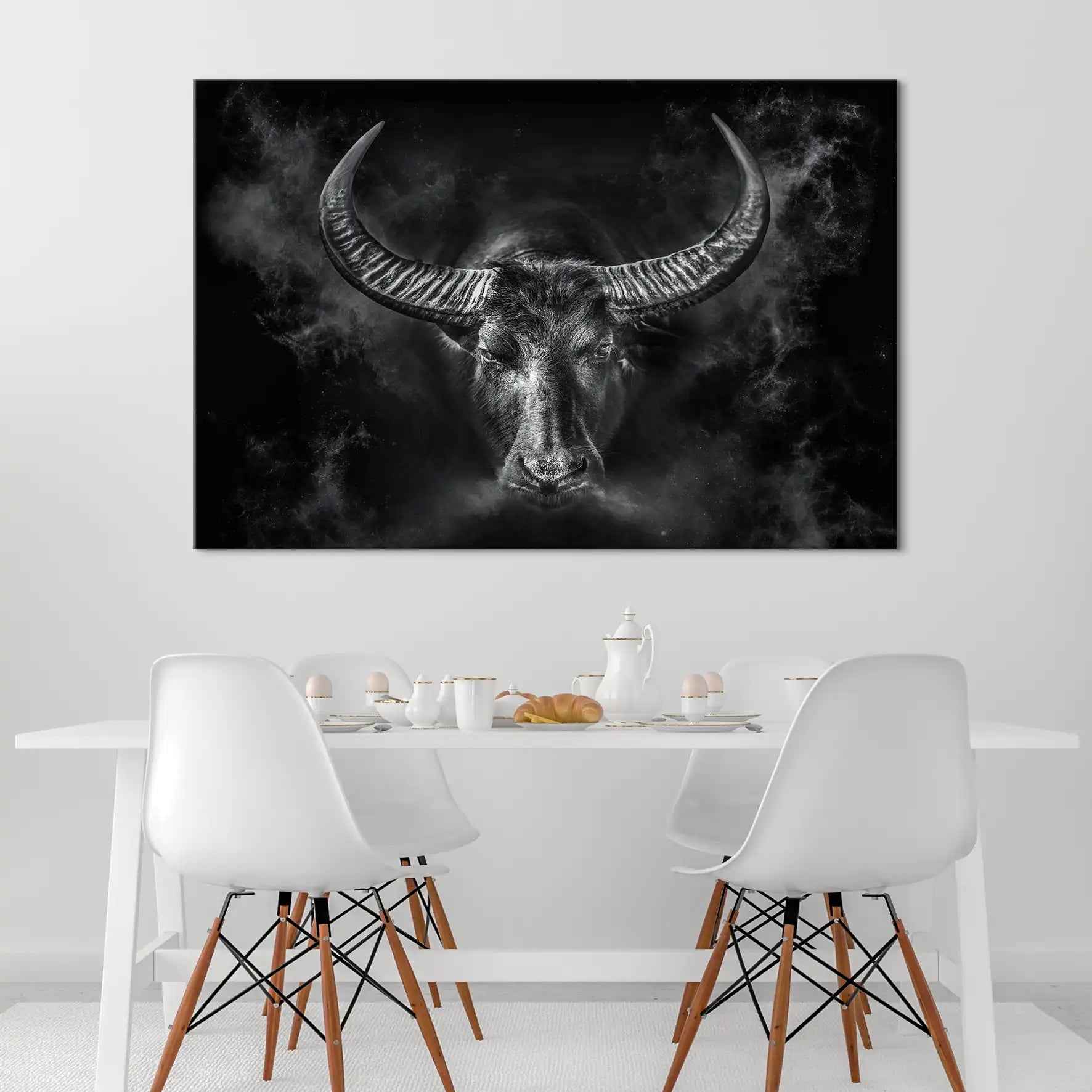 Stier Dark Style Leinwand Bild INGALERIE