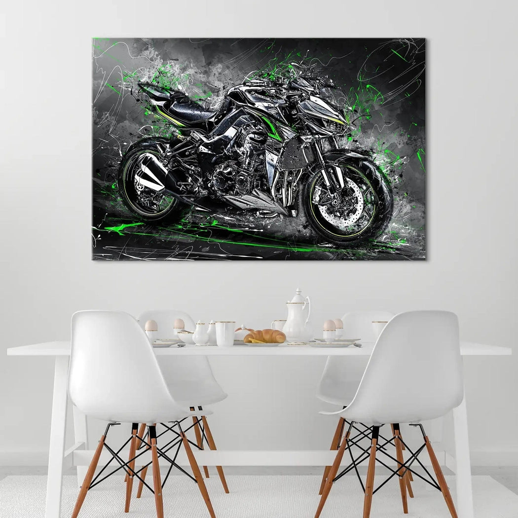 Kawasaki Z1000 Abstrakt Leinwand Bild INGALERIE