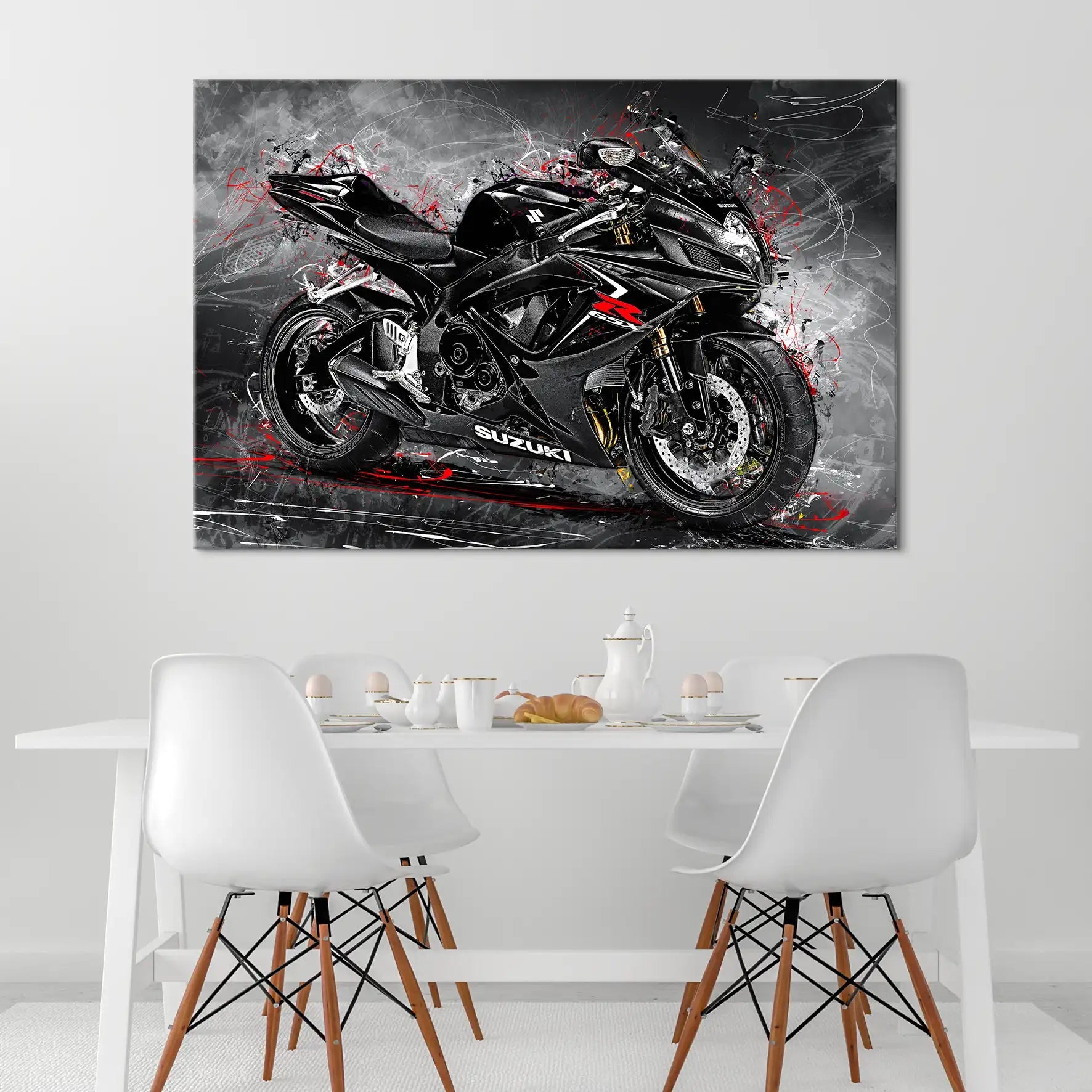 Suzuki GSXR 600 Abstrakt Black Leinwand Bild INGALERIE