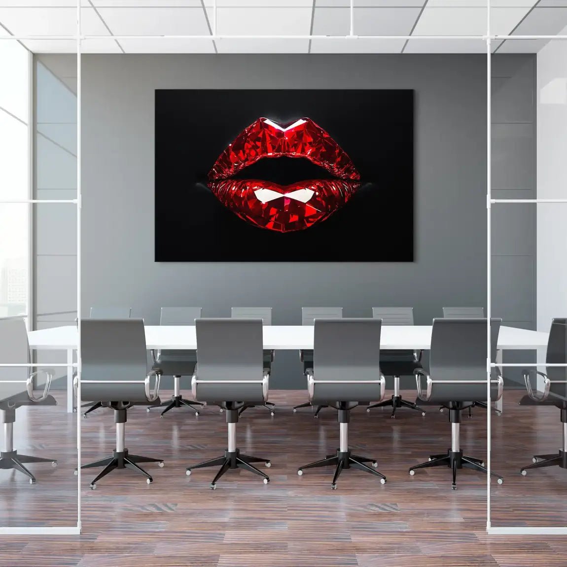 Red Glas Lips Leinwand Bild INGALERIE