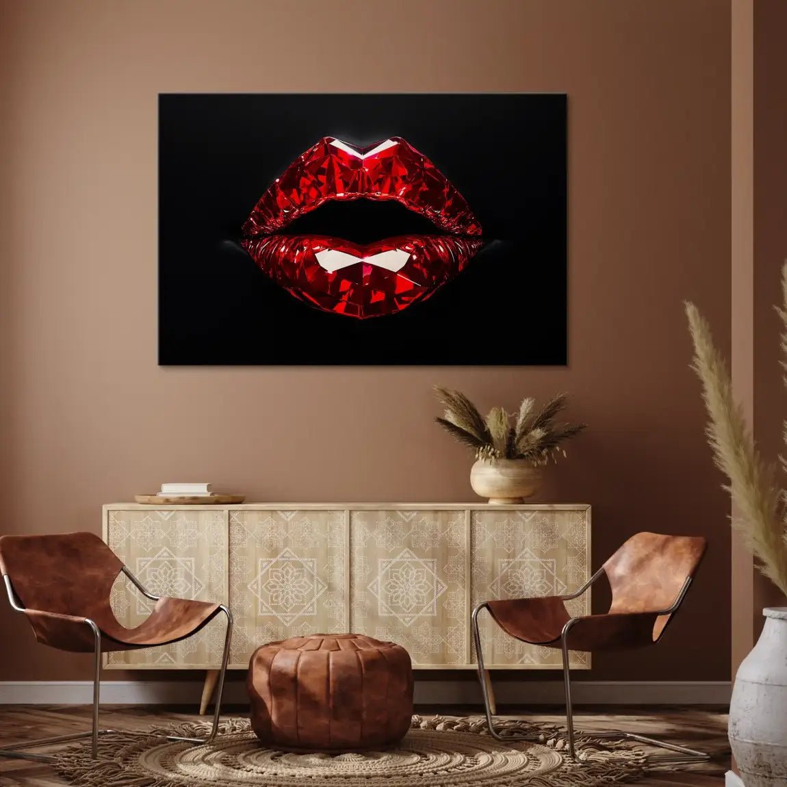 Red Glas Lips Leinwand Bild INGALERIE