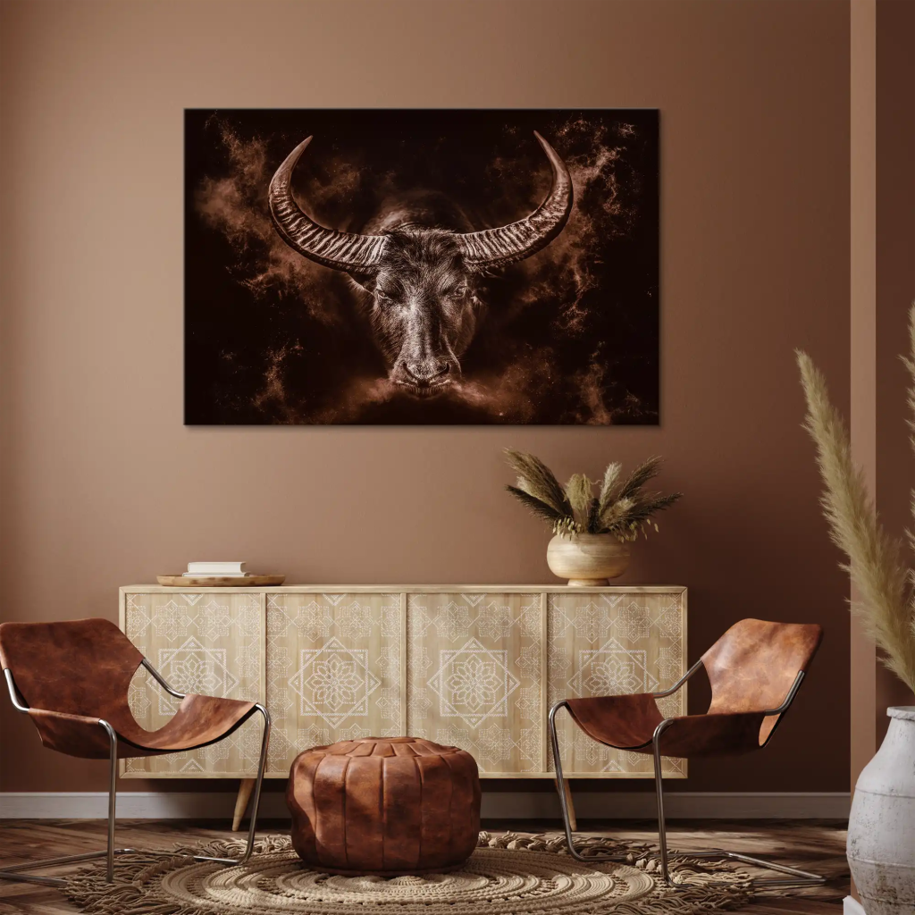 Stier Retro Style Leinwand Bild INGALERIE