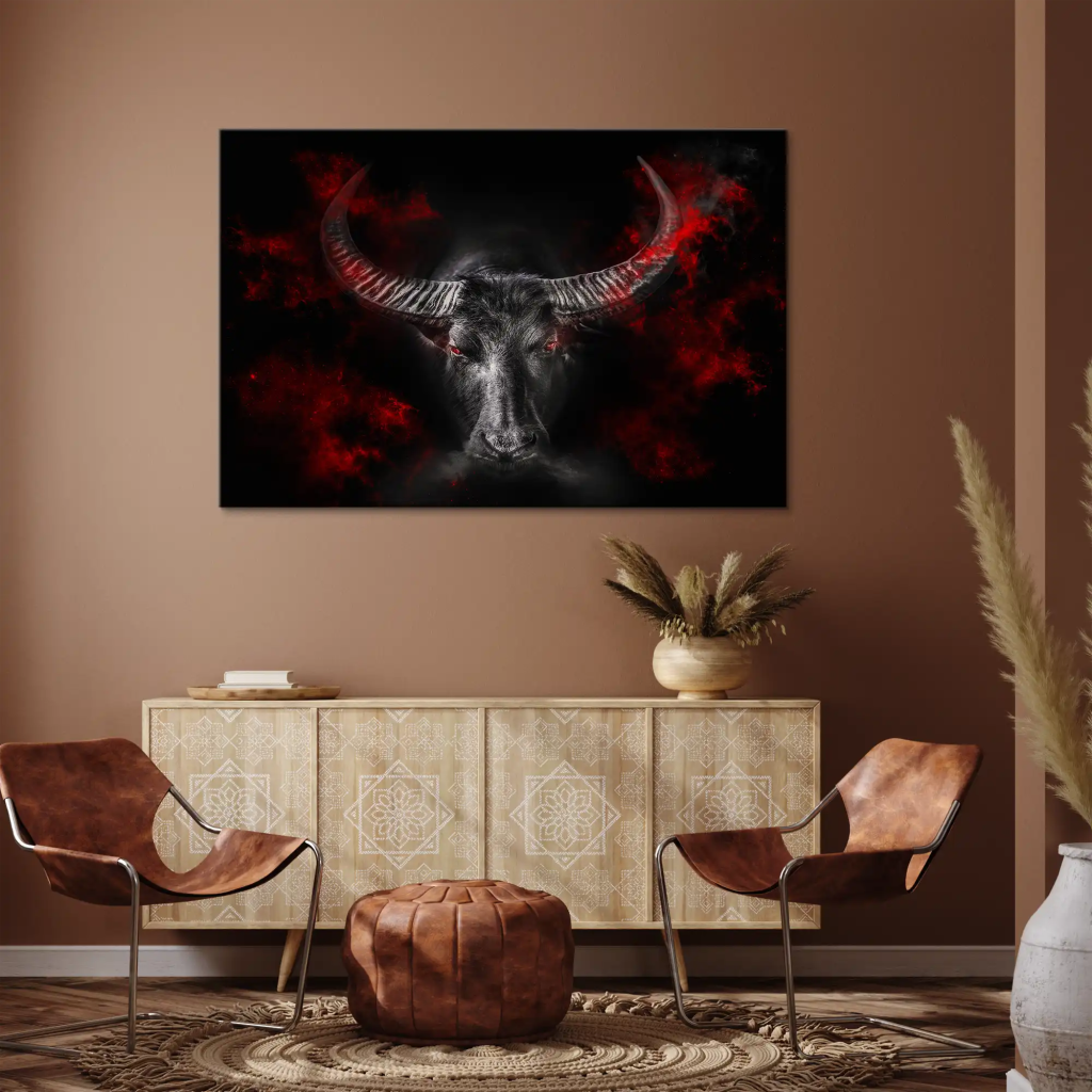 Stier Devil Style Leinwand Bild INGALERIE