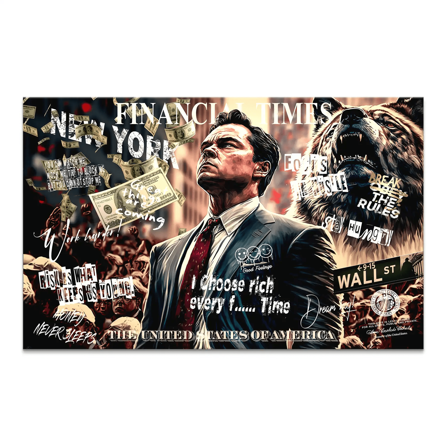 Wolf of Wallstreet Leinwand Bild INGALERIE