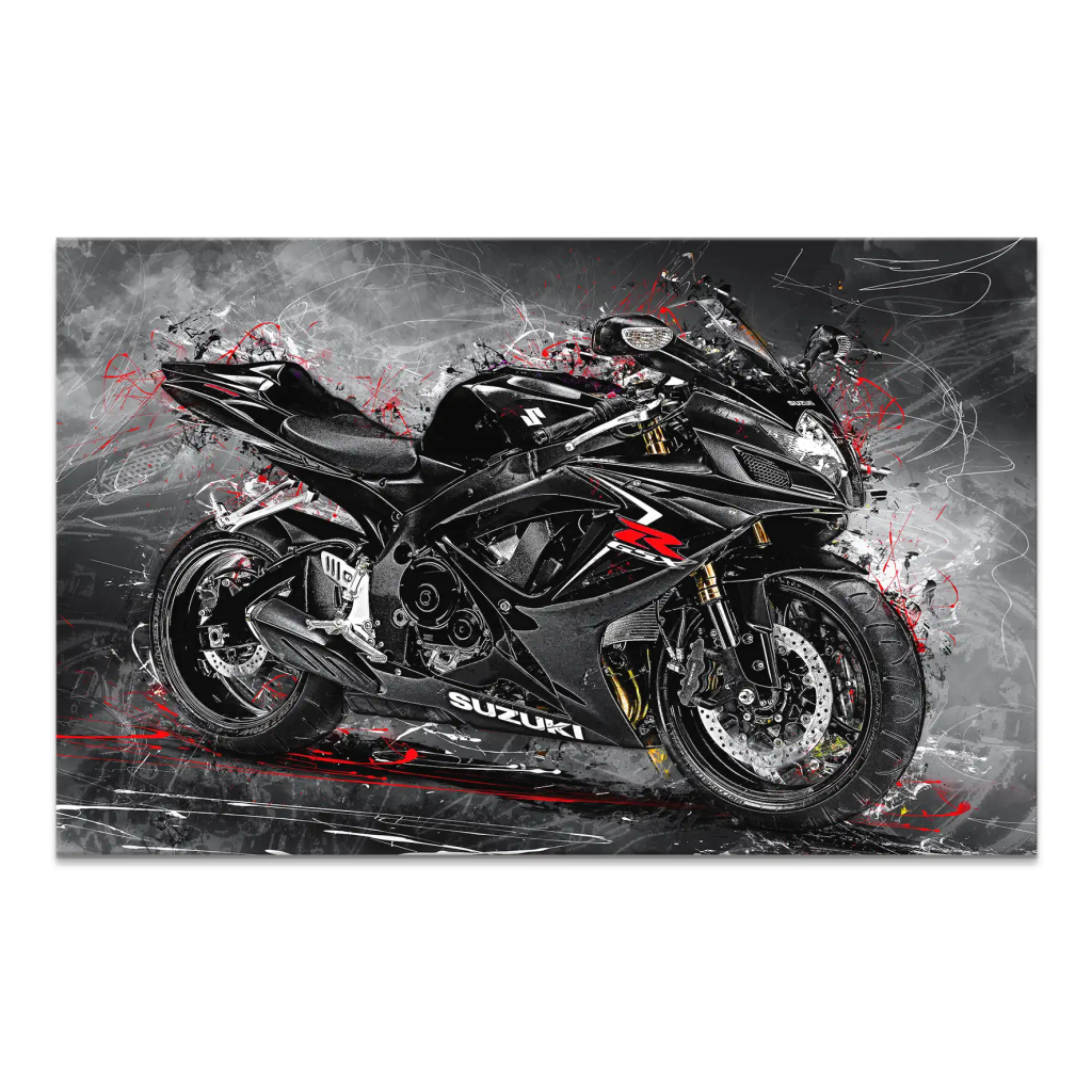 Suzuki GSXR 600 Abstrakt Black Leinwand Bild INGALERIE