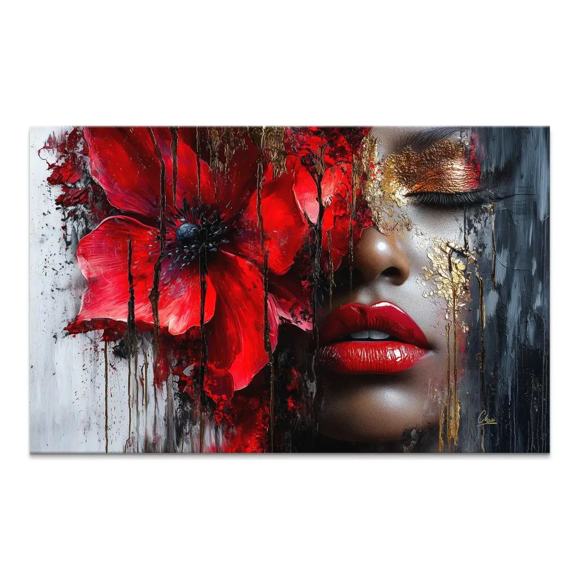 Goldene Blüte der Nacht Leinwand Bild INGALERIE