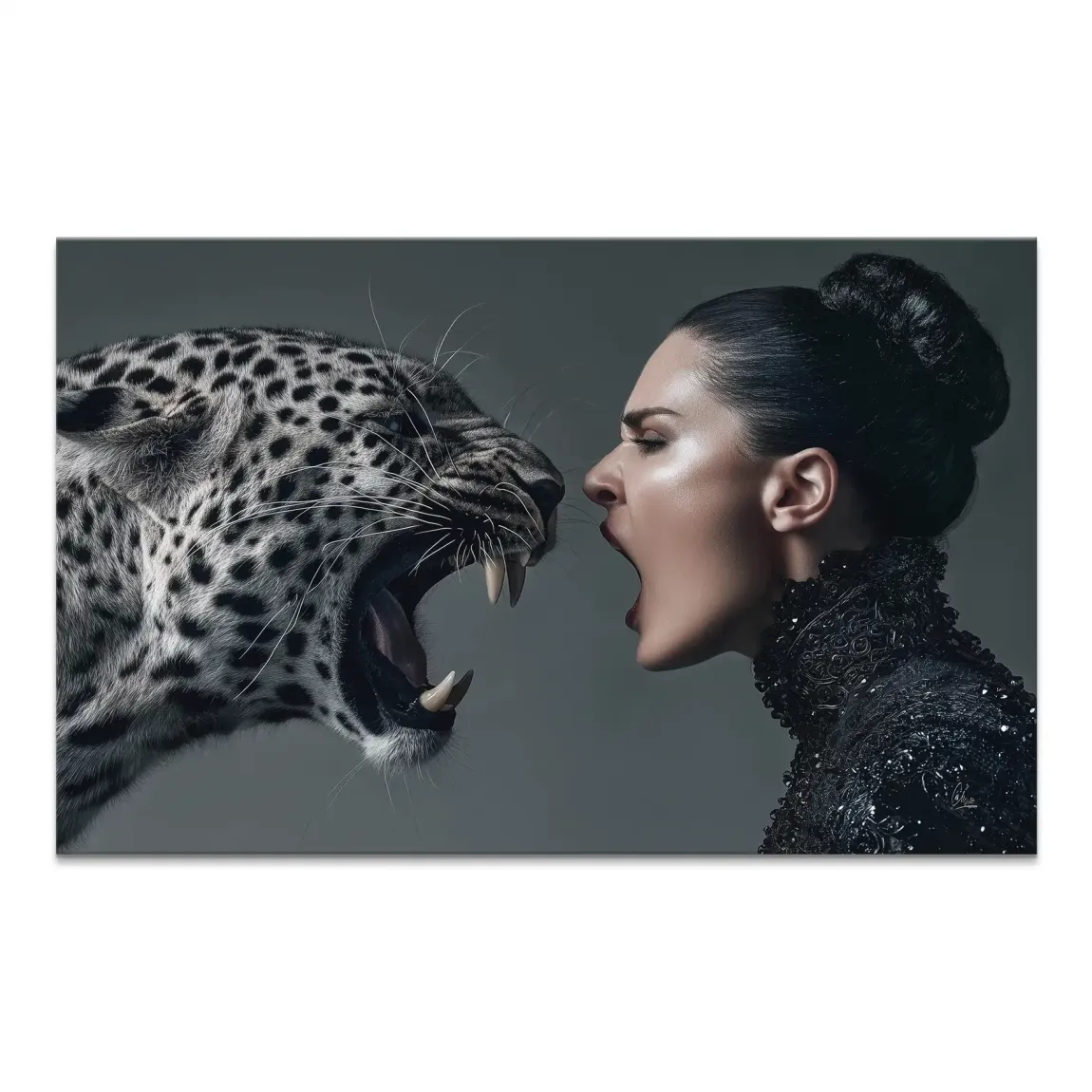 Wild Leopard Woman Leinwand Bild