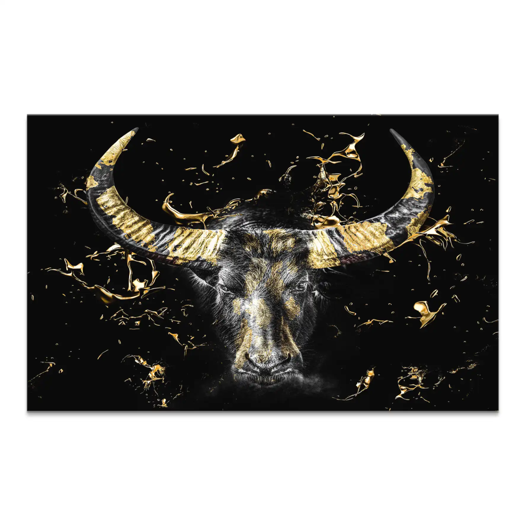 Stier Gold Style Leinwand Bild INGALERIE