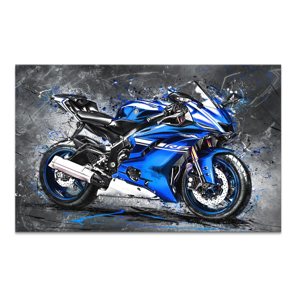 Yamaha R6 Abstrakt Blau Leinwand Bild INGALERIE