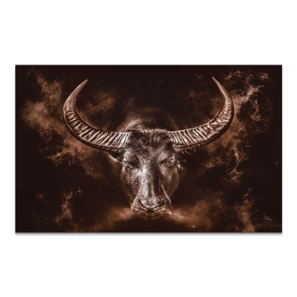 Stier Retro Style Leinwand Bild INGALERIE