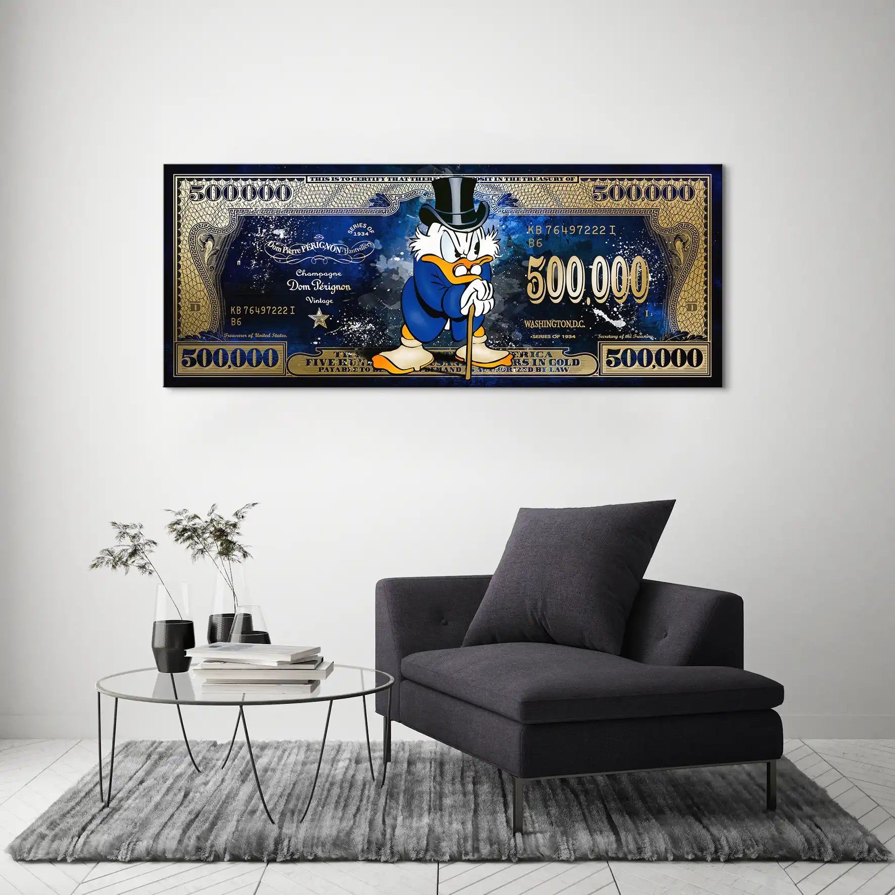 Dagobert Blue Scrooge Dollar Leinwand Bild INGALERIE