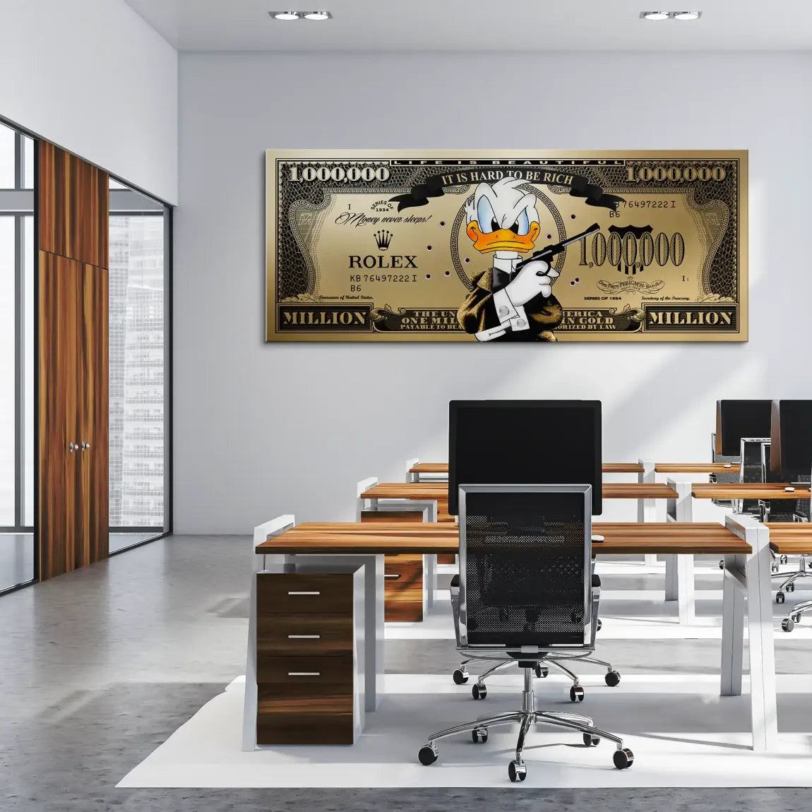 Donald Duck Goldfinger Instinct Pop Art Dollar Leinwand Bild INGALERIE