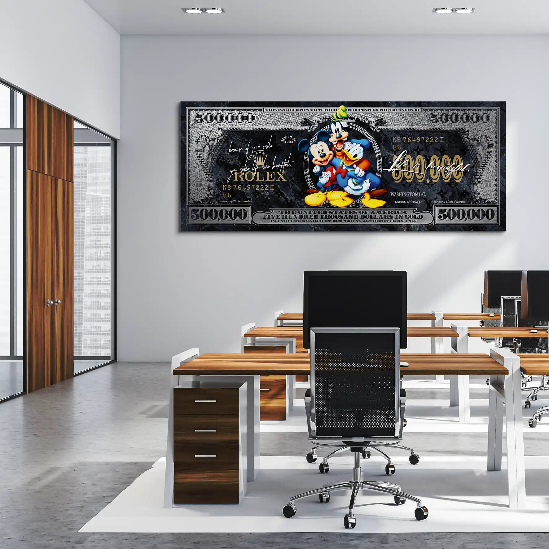 Micky Goofy Donald Dollar Leinwand Bild INGALERIE