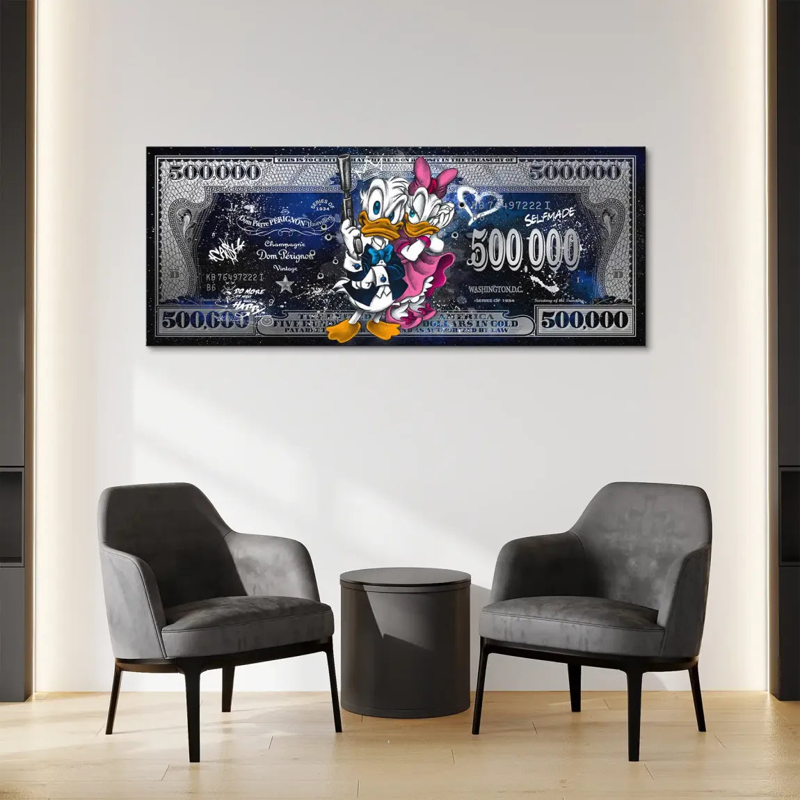 Donald & Daisy Duck Blue Pop Art Dollar Leinwand Bild INGALERIE