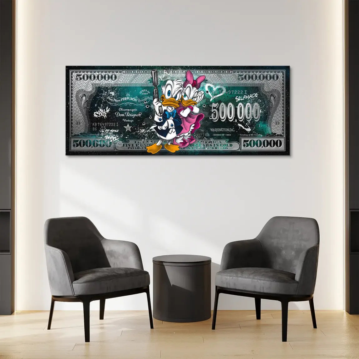 Donald & Daisy Duck Green Pop Art Dollar Leinwand Bild INGALERIE