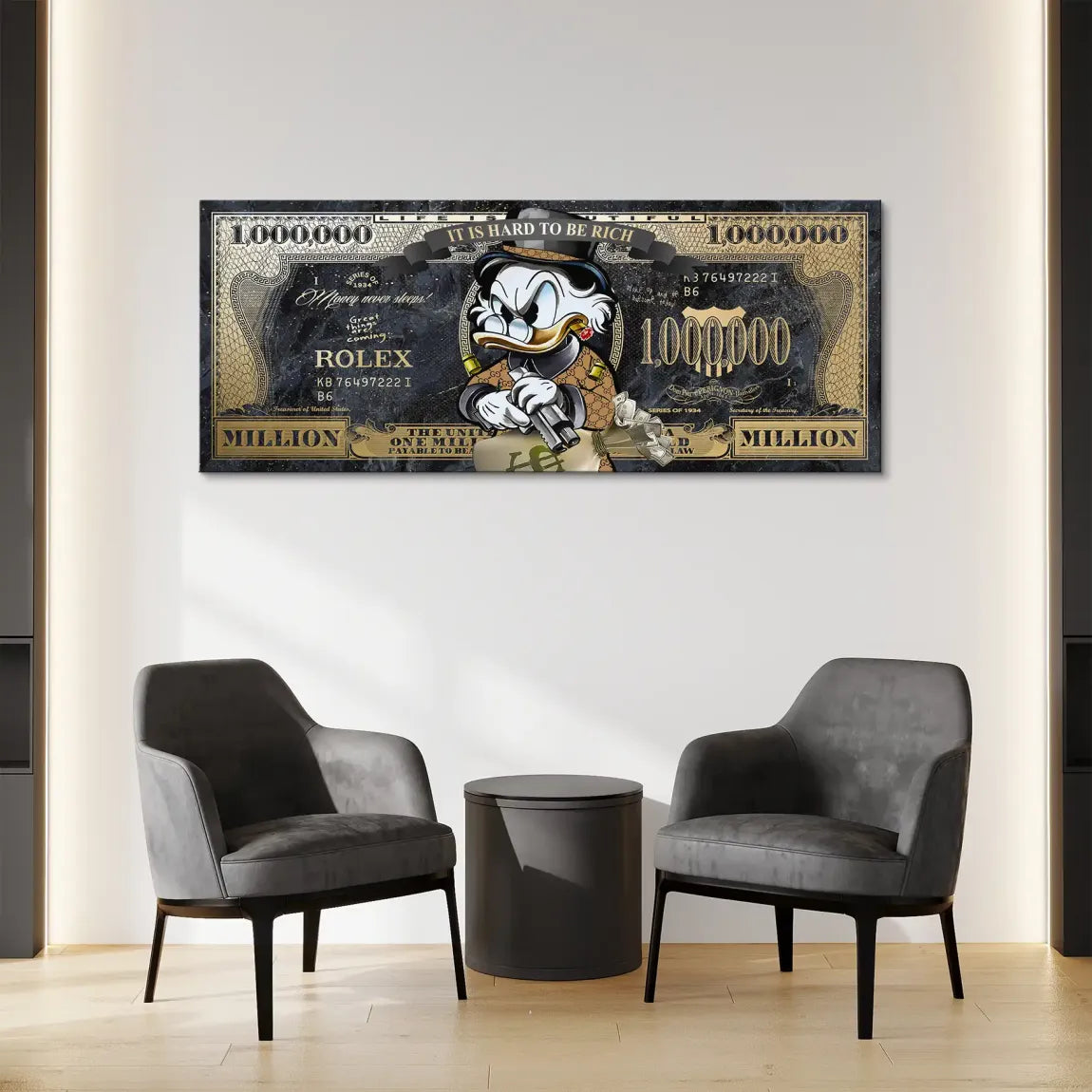 Dogobert Duck Cashed Out Pop Art Dollar Leinwand Bild INGALERIE