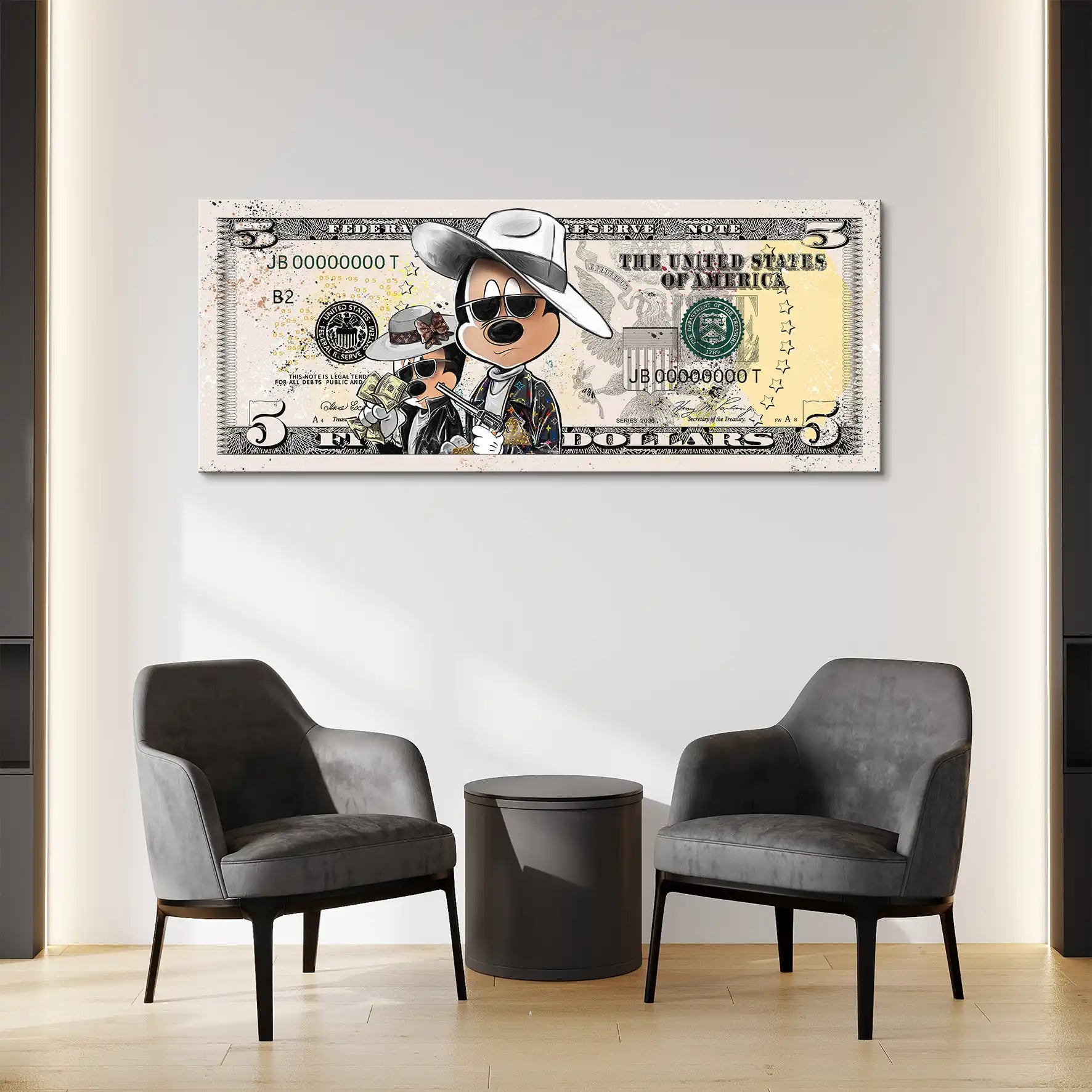 Micky und Minnie Maus Dollar Pop ArtLeinwand Bild INGALERIE