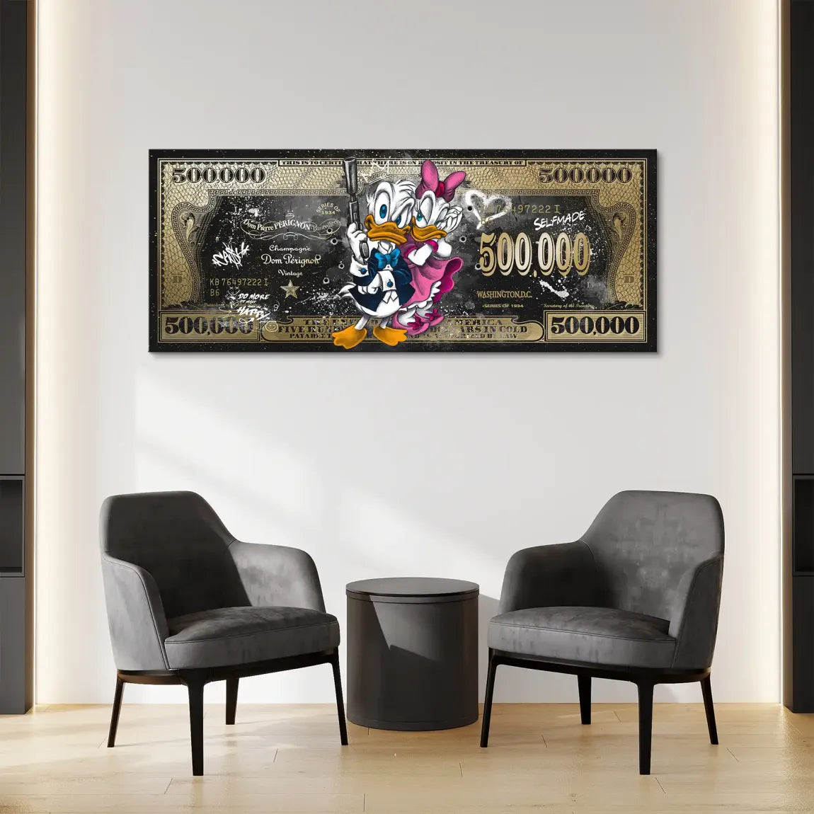 Donald & Daisy Duck Pop Art Dollar Leinwand Bild INGALERIE