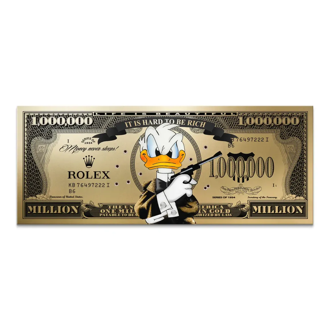 Donald Duck Goldfinger Instinct Pop Art Dollar Leinwand Bild INGALERIE